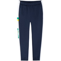 鸿星尔克（ERKE）鸿星尔克儿童裤子男女童秋季长裤舒适亲肤儿童运动裤针织裤 蓝黑色/青椒绿-男童 140