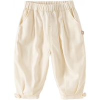 戴维贝拉（DAVE＆BELLA）女童休闲裤儿童九分裤洋气小童裤子2024夏季童裤幼儿宝宝衣服 燕麦白 100cm(身高90-100cm)