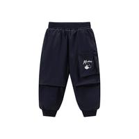 迪士尼宝宝童装男童休闲百搭舒适保暖夹棉长裤24年秋冬季 蓝灰 120