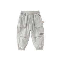 戴维贝拉（DAVE＆BELLA）儿童裤子速干男童运动裤洋气宝宝长裤小童休闲裤2024夏季童裤 浅灰色 100cm(身高90-100cm)