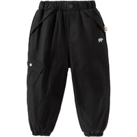 戴维贝拉（DAVE＆BELLA）儿童休闲裤加绒男童长裤2024冬季幼儿童裤女宝宝裤子束脚裤 黑色 150cm（身高140-150cm）