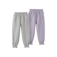 戴维贝拉（DAVE＆BELLA）儿童纯棉休闲裤女童长裤2024秋季中大童裤子洋气小女孩童裤 蓝紫色 120cm(身高110-120cm)