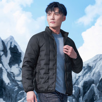 才子(TRIES)男士轻量立领羽绒服轻盈无感式保暖90%鸭绒填充秋冬通勤便携外套 黑色 3XL (190/104A)