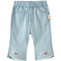 戴维贝拉（DAVE＆BELLA）儿童牛仔裤女童休闲裤小童七分裤洋气宝宝裤子2024夏装童裤 浅蓝色 100cm（身高90-100cm）