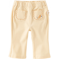 戴维贝拉（DAVE＆BELLA）洋气宝宝童裤儿童休闲裤秋季女童微喇裤小童裤子女宝刺绣长裤 米白 110cm（身高100-110cm）