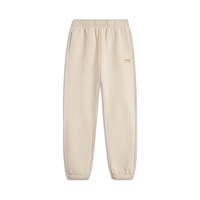 李宁 LI-NING童装加绒保暖束脚卫裤女大童24秋冬休闲百搭宽松抓毛运动长裤 木薯杏-1 170cm