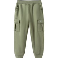 asics/亚瑟士童装冬季工装裤加绒加厚防风保暖长裤2024年冬季 8686军绿 170cm