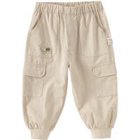 戴维贝拉(DAVE&BELLA)儿童裤子男童休闲裤洋气幼儿宝宝长裤小童工装裤2024夏装童裤 卡其色 80cm(身高73-80cm)