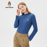 暇步士（Hush Puppies）女装秋季基础款多色百搭抓绒立领打底T恤 166海港蓝 L