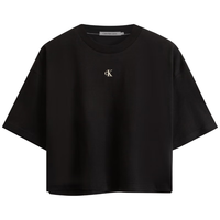 Calvin KleinJeans夏季女士潮流休闲简约ck印花字母舒适纯棉圆领短袖T恤上衣 BEH-太空黑 L （125-140斤）