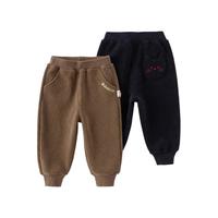 戴维贝拉（DAVE＆BELLA）雪尼尔女童长裤洋气女宝宝休闲裤童裤2024冬装儿童裤子 咖啡棕 80cm（身高73-80cm）