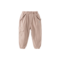 戴维贝拉（DAVE＆BELLA）儿童休闲裤加绒男童长裤2024冬季幼儿童裤女宝宝裤子束脚裤 灰粉色 130cm（身高120-130cm）