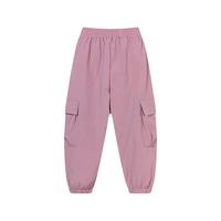 贝贝怡女童工装裤2024夏装中大童春夏薄款运动裤儿童休闲裤子 藕粉 160cm