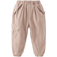 戴维贝拉（DAVE＆BELLA）儿童休闲裤加绒男童长裤2024冬季幼儿童裤女宝宝裤子束脚裤 灰粉色 150cm(身高140-150cm)