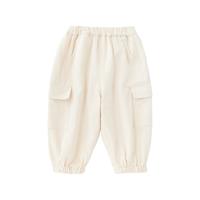 幼歌（YOUGE）儿童大口袋工装裤2024春季宝宝舒适百搭中性色裤子 米白（66-90两用裆） 120cm