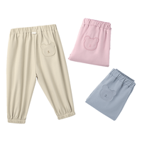 尼多熊2024春季宝宝裤子防晒男女宽松束脚长裤婴儿休闲裤抑菌 浅灰蓝 73cm