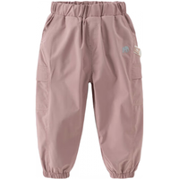 戴维贝拉（DAVE＆BELLA）儿童工装裤加绒小童裤子防水男童长裤2024冬季女宝宝休闲裤 灰粉色 100cm（身高90-100cm）