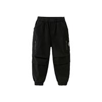 戴维贝拉（DAVE＆BELLA）儿童工装裤中大童休闲裤小男孩裤子秋季男童长裤大童束口裤 黑色 130cm(身高120-130cm)