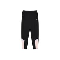 XTEP特步童装儿童针织长裤女童亲肤柔软束口裤撞色拼接时尚运动针织长裤 纯正黑 170cm