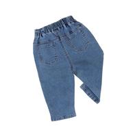 贝贝怡儿童牛仔裤纯色宝宝宽松阔腿裤春秋款童装男童裤子长裤潮 牛仔中蓝 120cm