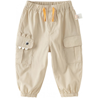 戴维贝拉（DAVE＆BELLA）男童裤子儿童休闲裤小童九分裤洋气宝宝工装裤2024夏装童裤 卡其色 90cm（身高80-90cm）