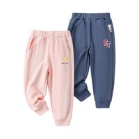 Classic Teddy精典泰迪女童裤子儿童长裤中大童装春季休闲裤春装2件装衣服 浅粉+牛仔蓝 90