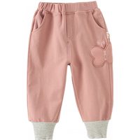 戴维贝拉（DAVE＆BELLA）男宝宝长裤女童束脚裤2024秋装童裤儿童休闲裤洋气小童裤子 灰粉色 130cm（身高120-130cm）