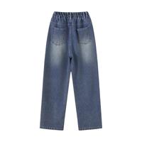 Kappa Kids卡帕复古做旧女童牛仔裤2024夏季儿童休闲裤轻薄透气男童裤子 浅蓝色  120