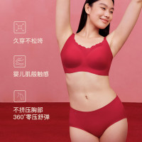 Ubras 情人节刘雯同款26迎新无尺码大红盒本命年结婚礼物文胸女内衣 套装礼盒 |加赠丝绒红袜 均码