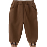 戴维贝拉（DAVE＆BELLA）2024秋冬儿童加绒休闲裤男宝宝束脚裤男童运动长裤小童休闲裤 咖啡棕 120cm(身高110-120cm)