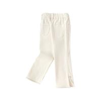 巴拉巴拉女童牛仔裤开叉微喇裤2024秋装裤子长裤 奶白10501 120cm