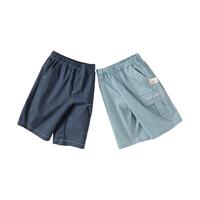 戴维贝拉(DAVE&BELLA)儿童七分裤吸湿速干男童休闲裤子2024夏季童裤洋气宝宝工装裤 浅蓝色 110cm(身高100-110cm)