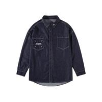 奕时代【不褪色软牛仔】奕时代男胖童牛仔衬衫加肥加大童青少年外套宽松 丹宁蓝【不褪色软牛仔】 150码(80-110斤)