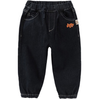 戴维贝拉（DAVE＆BELLA）男童束脚裤男宝宝休闲裤儿童牛仔裤2024秋装童裤小童长裤 牛仔蓝 110cm（身高100-110cm）