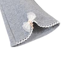 贝贝怡儿童春秋裤子女童秋季长裤2024甜美女宝宝喇叭裤 花灰 140cm