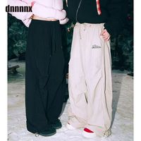 DNNNNX美式高街松紧腰弯刀男女秋冬潮流加绒长裤阔腿裤