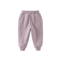 戴维贝拉（DAVE＆BELLA）童裤女宝宝裤子男童加绒长裤2024秋冬儿童休闲裤小童束脚裤 灰紫色 73cm（身高66-73cm）