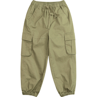 纯一良品（CUNYI）童装男童梭织裤儿童裤子2024春季中大童舒适复古工装束脚裤 棕绿色 120cm