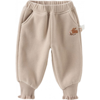 戴维贝拉（DAVE＆BELLA）童裤2024冬装加绒儿童长裤洋气女宝休闲裤小童裤子女童束脚裤 卡其色 140cm（身高130-140cm）