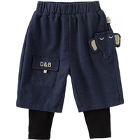 戴维贝拉（DAVE＆BELLA）儿童针织假两件裤子小童休闲裤男童运动裤宝宝长裤秋季童裤 牛仔蓝 120cm（身高110-120cm）