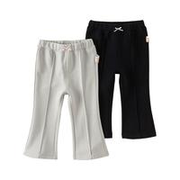 戴维贝拉(DAVE&BELLA)秋装小童休闲裤女宝宝长裤洋气女童裤子2024秋季童裤幼儿服装 灰色 110cm(身高100-110cm)