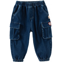 戴维贝拉（DAVE＆BELLA）秋天男童裤子儿童牛仔裤男宝宝工装裤休闲小童长裤秋季童裤 牛仔蓝 100cm（身高90-100cm）
