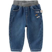 戴维贝拉（DAVE＆BELLA）2024冬装裤子加绒男童牛仔裤小童直筒裤男宝宝长裤儿童休闲裤 牛仔蓝 80cm（身高73-80cm）