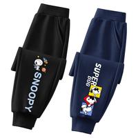 史努比男童运动裤子儿童春秋薄款卫裤休闲时髦中大童春装束脚长裤 三只努比K下黑+C发呆努比K黑 140cm