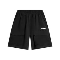 李宁 LI-NING童装儿童运动短裤男小大童篮球系列排湿速干短裤YKSU123-1黑色160