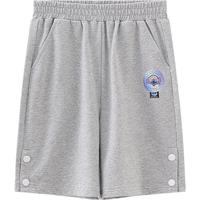 迪士尼（DISNEY）童装儿童男童针织中裤运动不易起球舒适裤子24夏DB421NE04灰100 浅麻灰-按扣