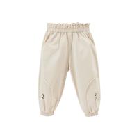 贝贝怡童装女童裤子纯棉休闲束脚裤女宝宝2024春秋舒适长裤子 米白 120