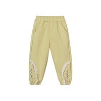 贝贝怡女童长裤2024春季甜美休闲束脚裤儿童春装女中大童裤子 鹅黄 110