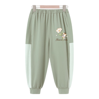 BoBDoG巴布豆卡乐儿童速干裤子夏季女童防蚊裤防紫外线冰皮凉感透气UPF50+防晒裤 灰绿 抱花小丽X 90