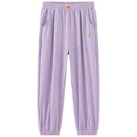 迪士尼（DISNEY）童装儿童女童针织长裤垂顺防蚊天然凉感裤子24夏DB421ME06紫130 迷雾紫